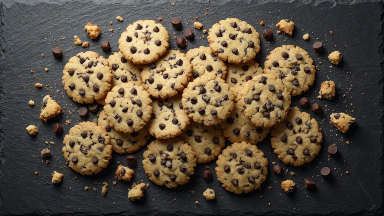 A tub of homemade Lylula chocolate-chip cookies