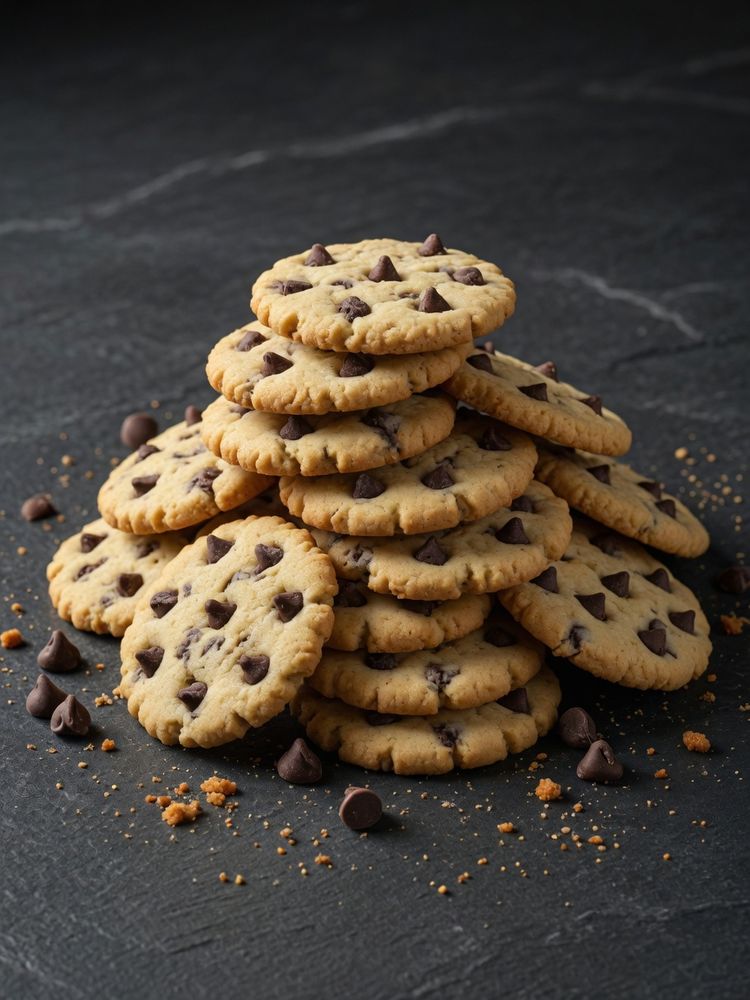 A tub of homemade chocolate-chip cookies
